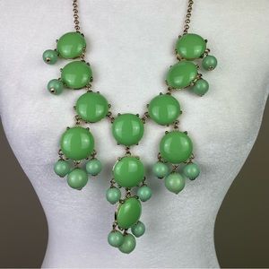 J Crew Dangle Statement Necklace Jade Green With Gold Finish Adjustable Chain